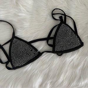 I.am.gia black rhinestone bikini top